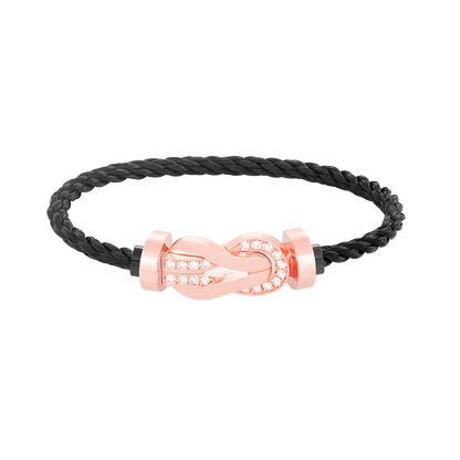 [baslovejewels]CHANCE LARGE 8 FIGURE BUCKLE HALF DIAMOND BRACELET ROSE GOLD