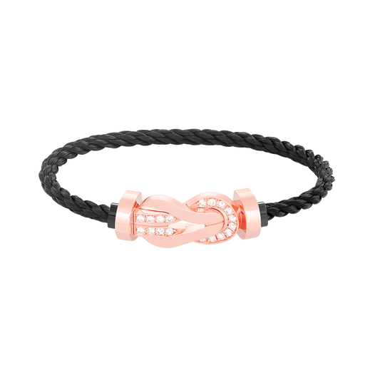 [baslovejewels]CHANCE LARGE 8 FIGURE BUCKLE HALF DIAMOND BRACELET ROSE GOLD