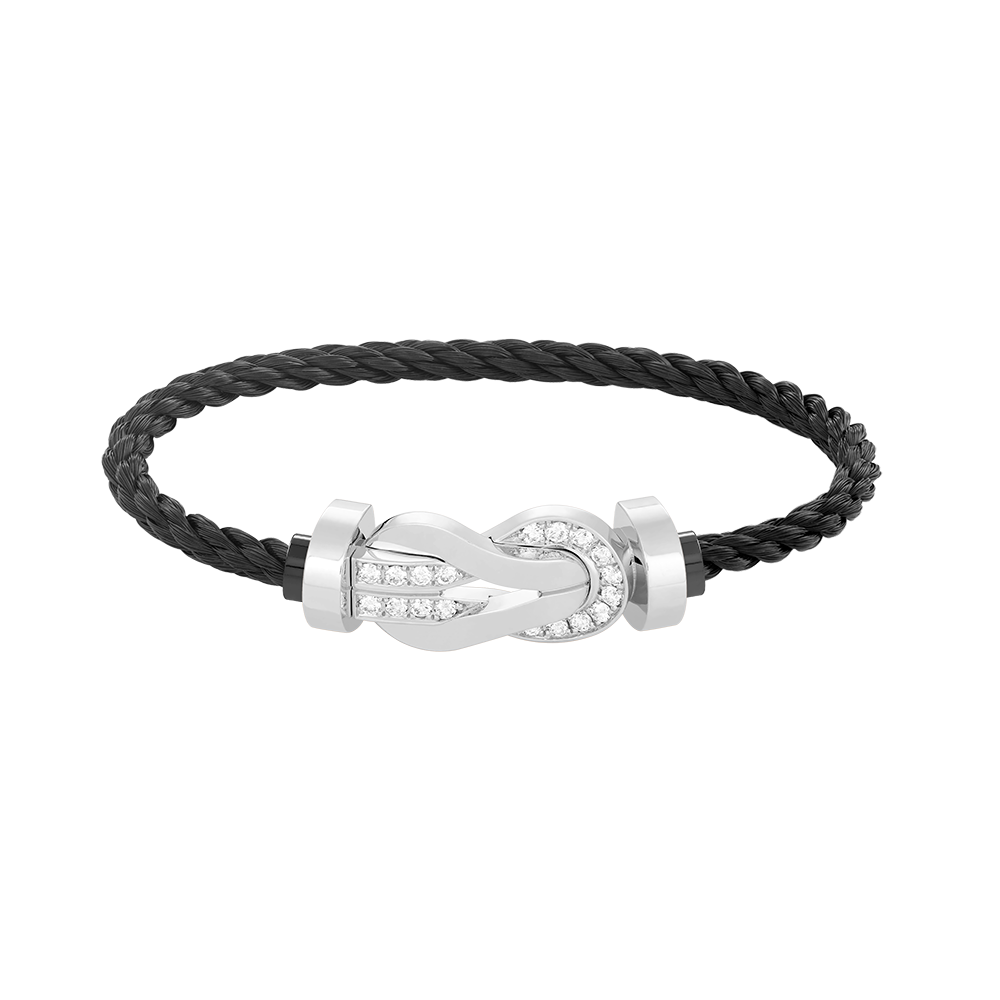 [baslovejewels]CHANCE LARGE 8 FIGURE BUCKLE HALF DIAMOND BRACELET SILVER