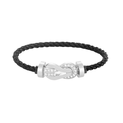 [baslovejewels]CHANCE LARGE 8 FIGURE BUCKLE HALF DIAMOND BRACELET SILVER
