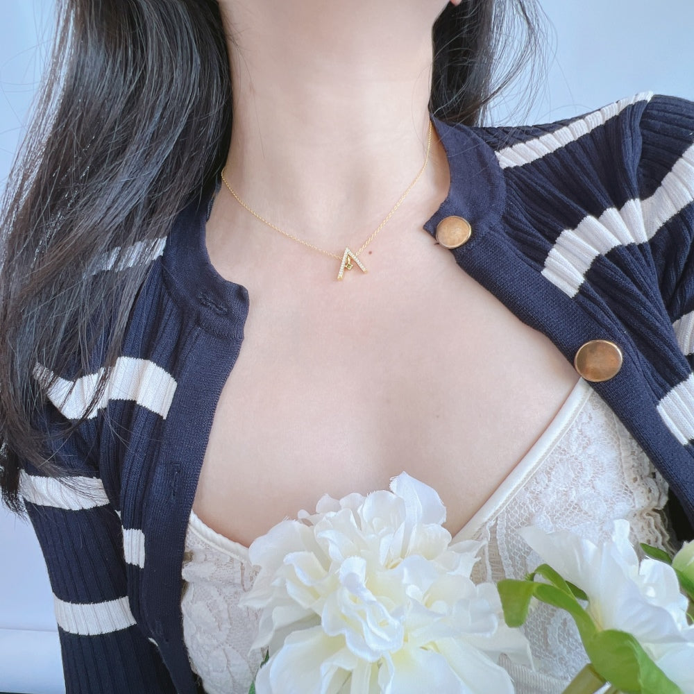 [baslovejewels]Sparkling "A" Shape Necklace