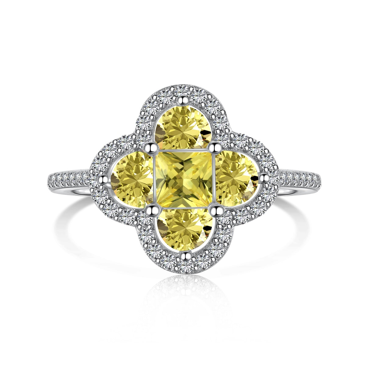 [baslovejewels]Luxurious Eternity Flower Shape Banquet Ring