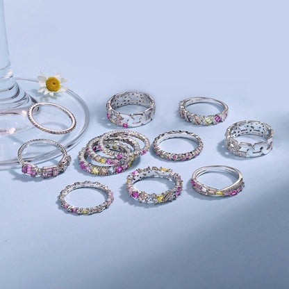 [baslovejewels]Radiant Sparkling Round Cut Daily Ring
