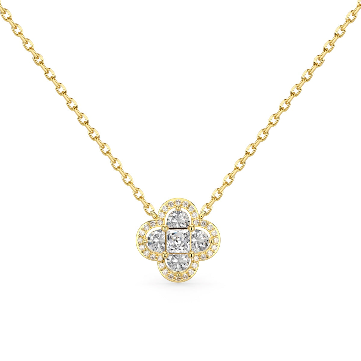 [baslovejewels]Spliced Lucky Four-Leaf Clover Versatile Necklace