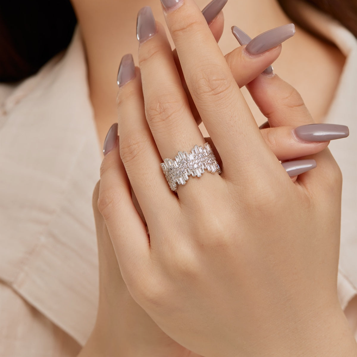 [baslovejewels]Luxurious Colorful Radiant Cut Daily Ring