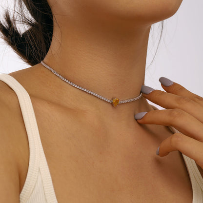 [baslovejewels]1.0 carat Unique Pear Cut Tennis Necklace