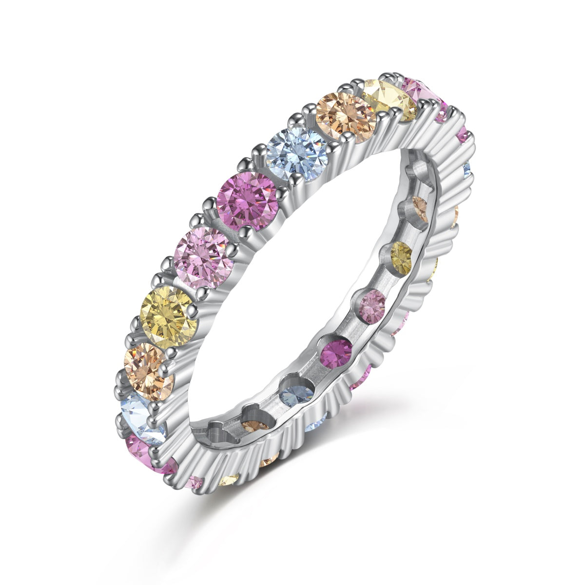 [baslovejewels]Dazzling Lustrous Round Cut Tennis Ring