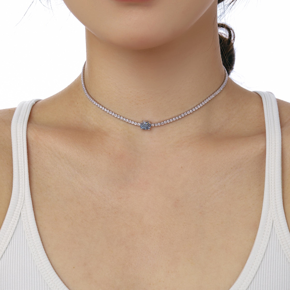 [baslovejewels]1.0 Carat Shining Oval Cut Necklace