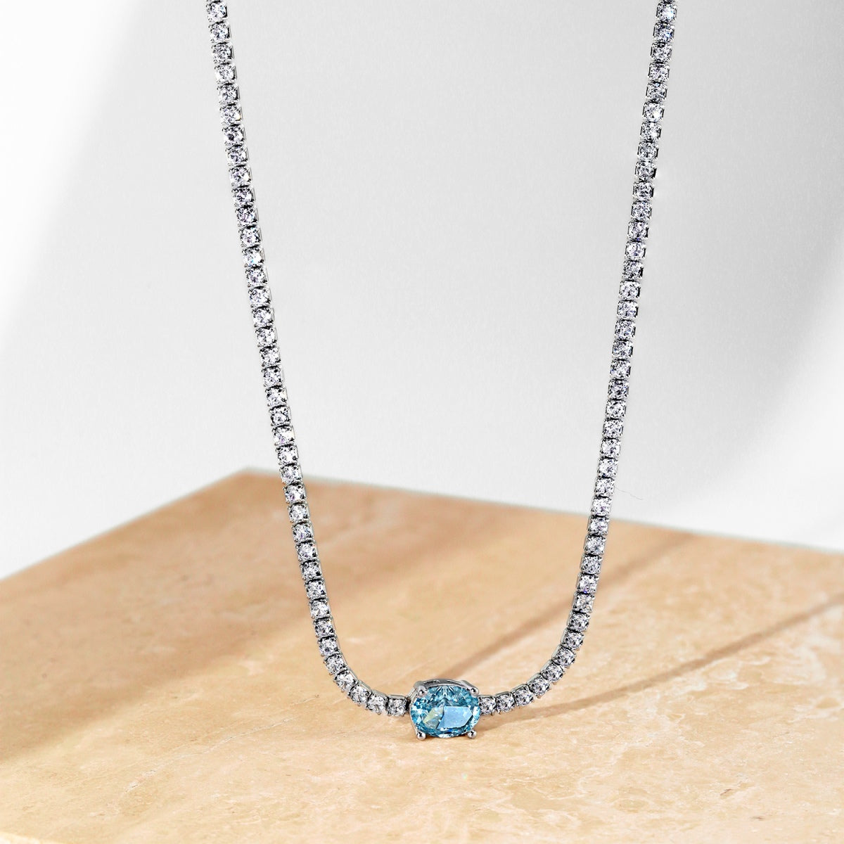 [baslovejewels]1.0 Carat Shining Oval Cut Necklace