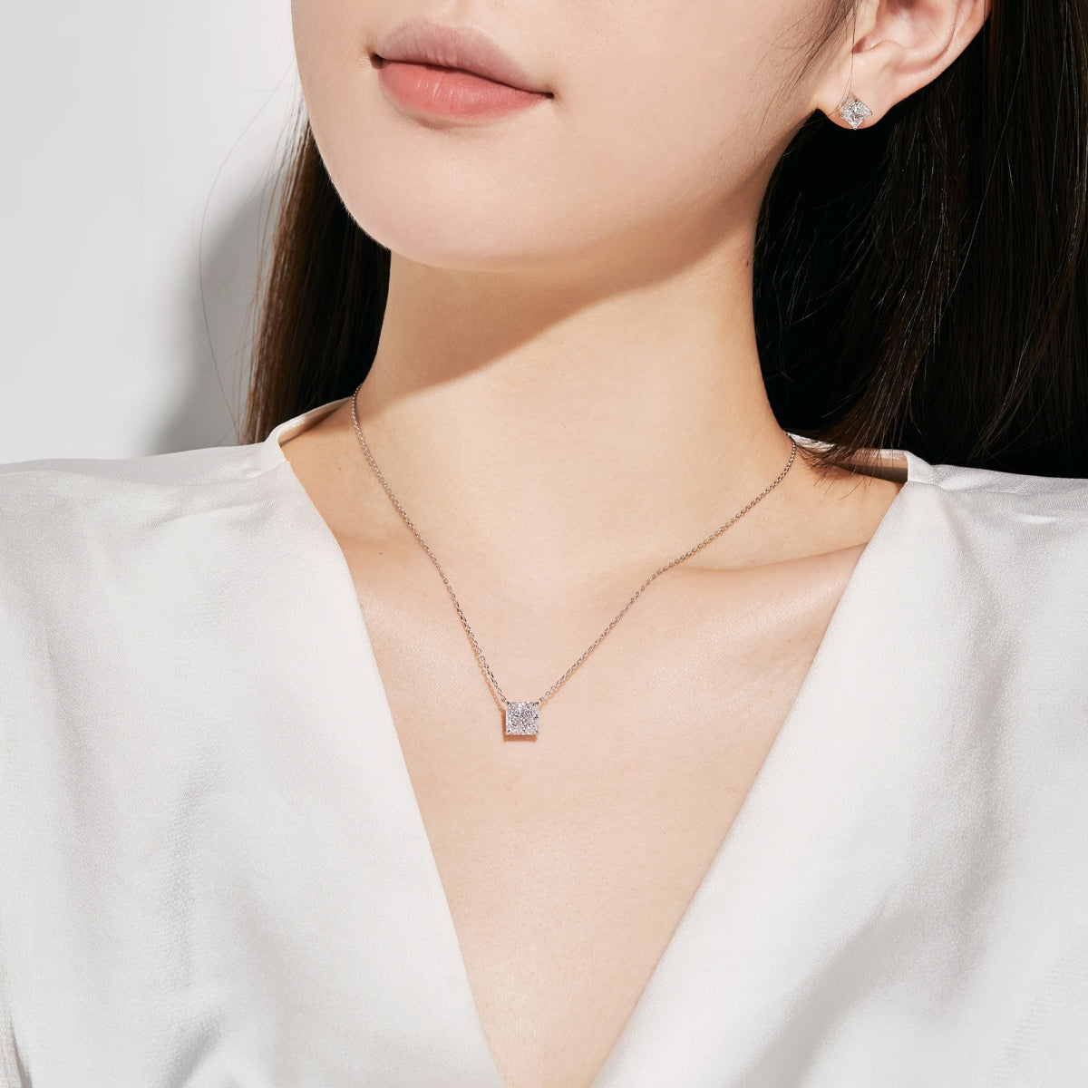 [baslovejewels]1.0 Carat Radiant Princess Cut Wedding Earrings