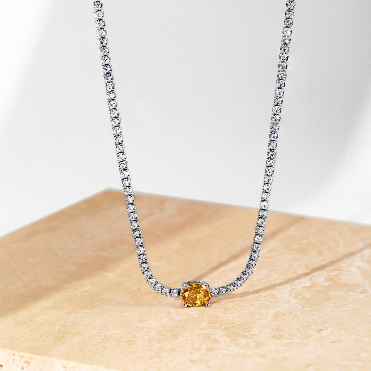 [baslovejewels]1.0 Carat Shining Oval Cut Necklace