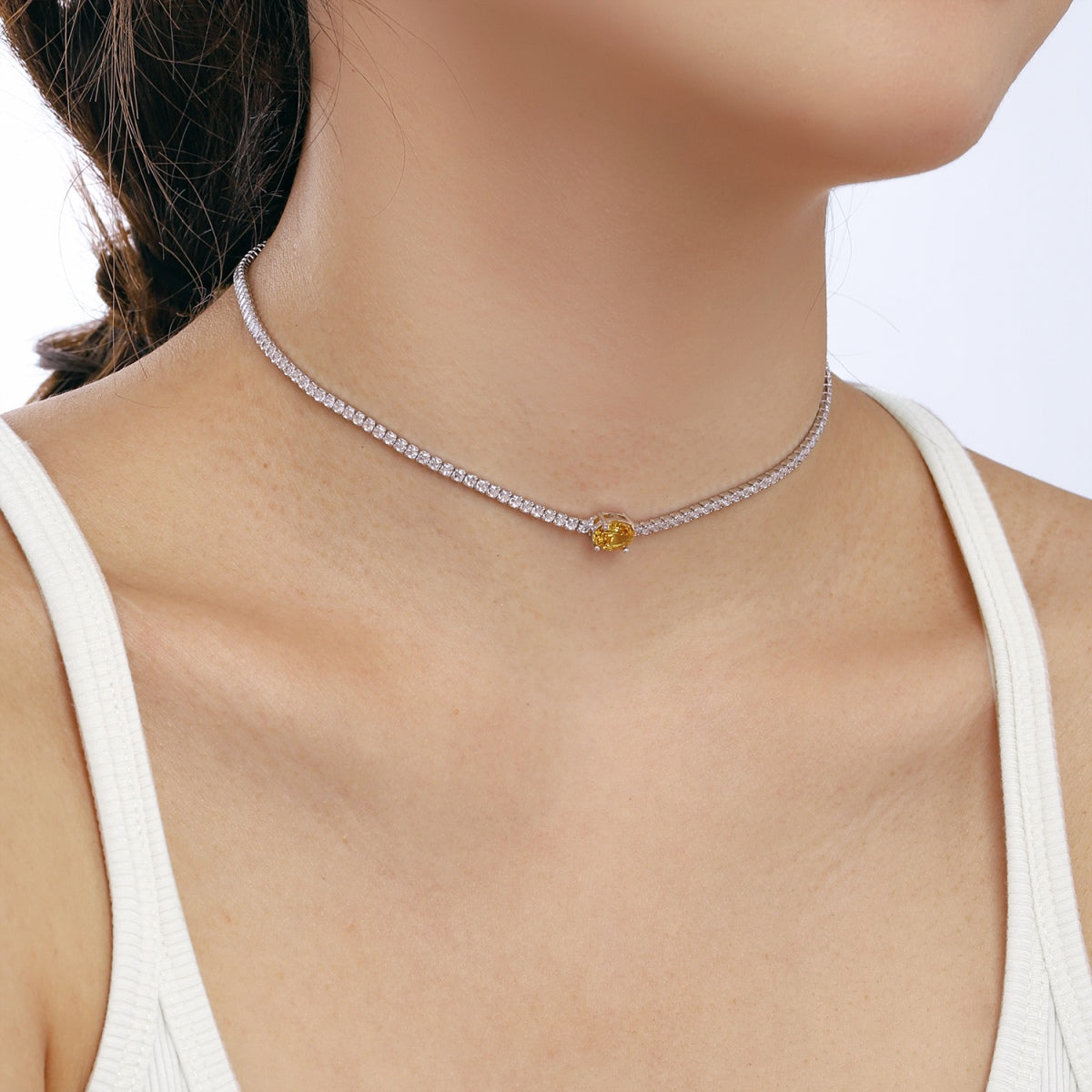 [baslovejewels]1.0 Carat Shining Oval Cut Necklace