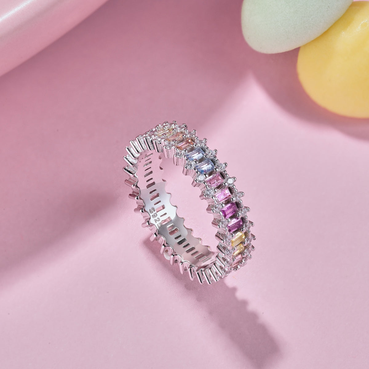 [baslovejewels]Splashy Ornate Emerald Cut Cocktail Ring