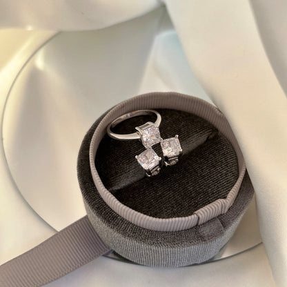 [baslovejewels]1.0 Carat Radiant Princess Cut Wedding Earrings