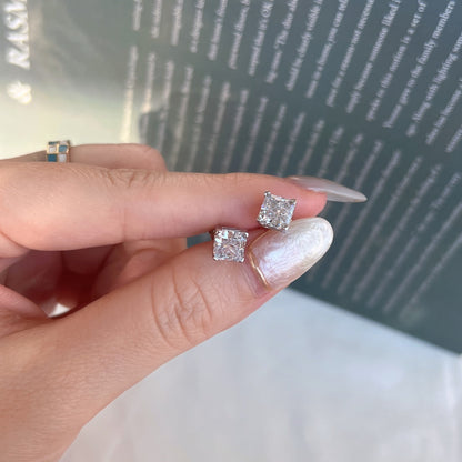 [baslovejewels]1.0 Carat Radiant Princess Cut Wedding Earrings