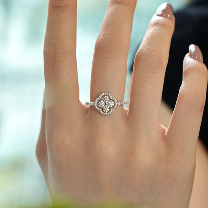 [baslovejewels]Four Leaf Clover Flower Design Ring