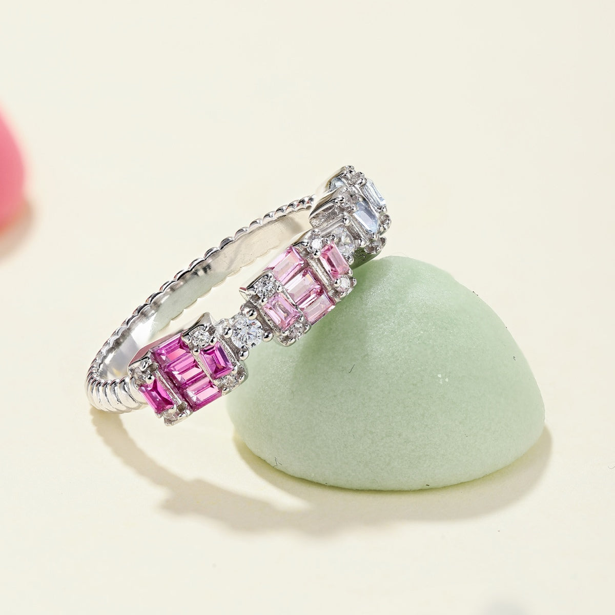 [baslovejewels]Unique Colorful Emerald Cut Party Ring