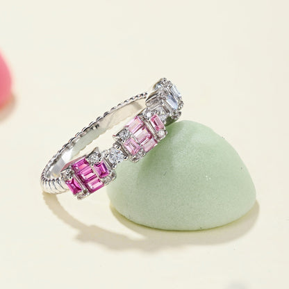 [baslovejewels]Unique Colorful Emerald Cut Party Ring