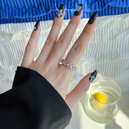 [baslovejewels]Dainty Elongated Cushion Cut Tennis Ring