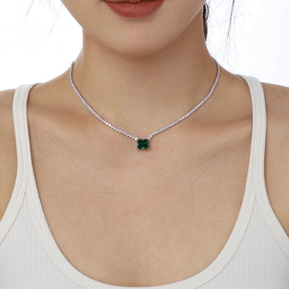 [baslovejewels]4.0 Carat Elegant Radiant Cut Necklace