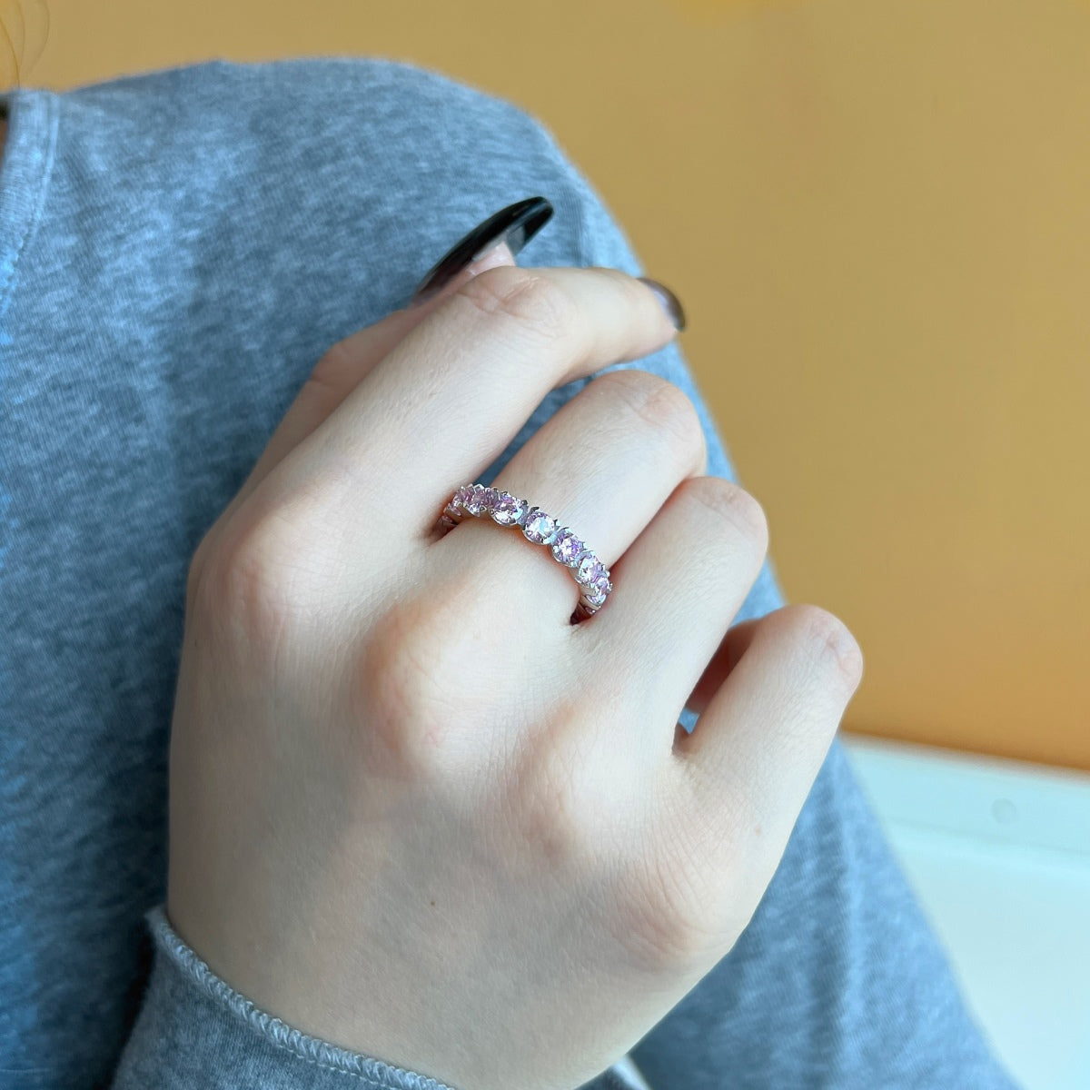 [baslovejewels]Eternity Round Cut Tennis Ring