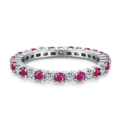 [baslovejewels]Exquisite Colorful Round Cut Tennis Ring