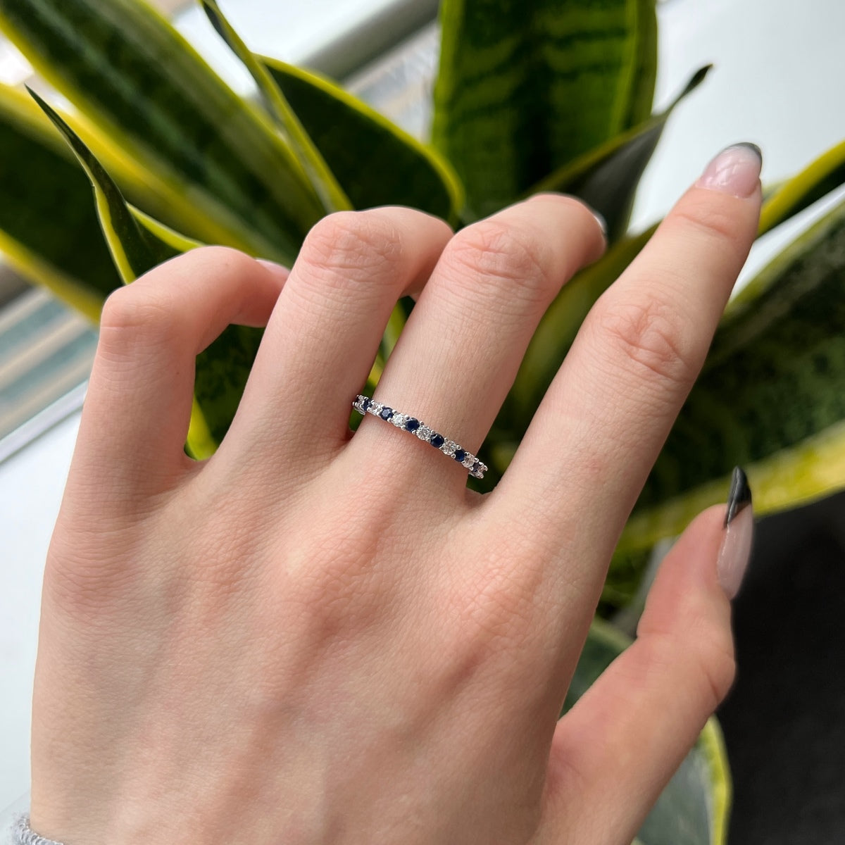 [baslovejewels]Exquisite Colorful Round Cut Tennis Ring