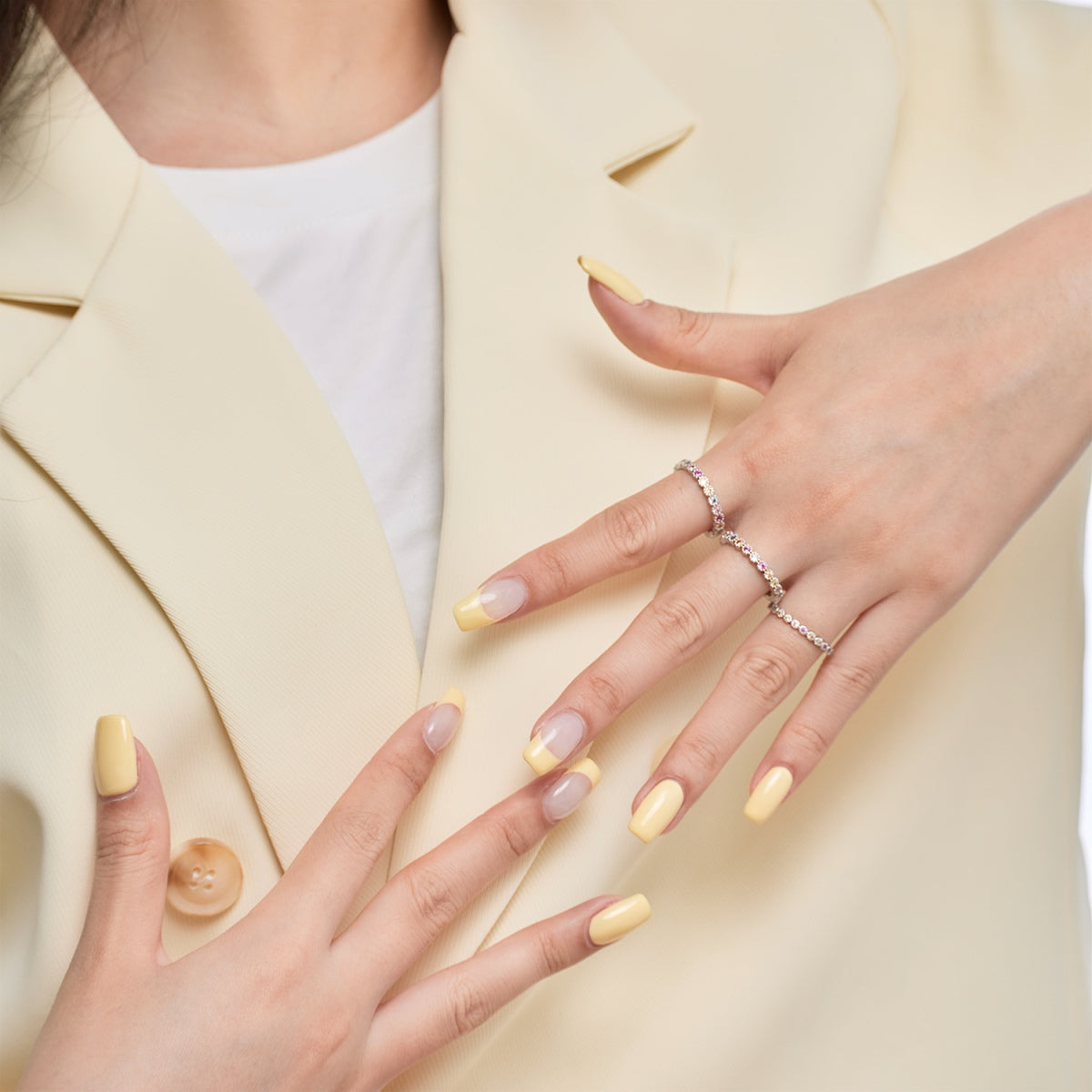[baslovejewels]Ornate Colorful Round Cut Tennis Ring