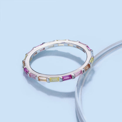 [baslovejewels]Exquisite Multicolored Emerald Cut Daily Ring