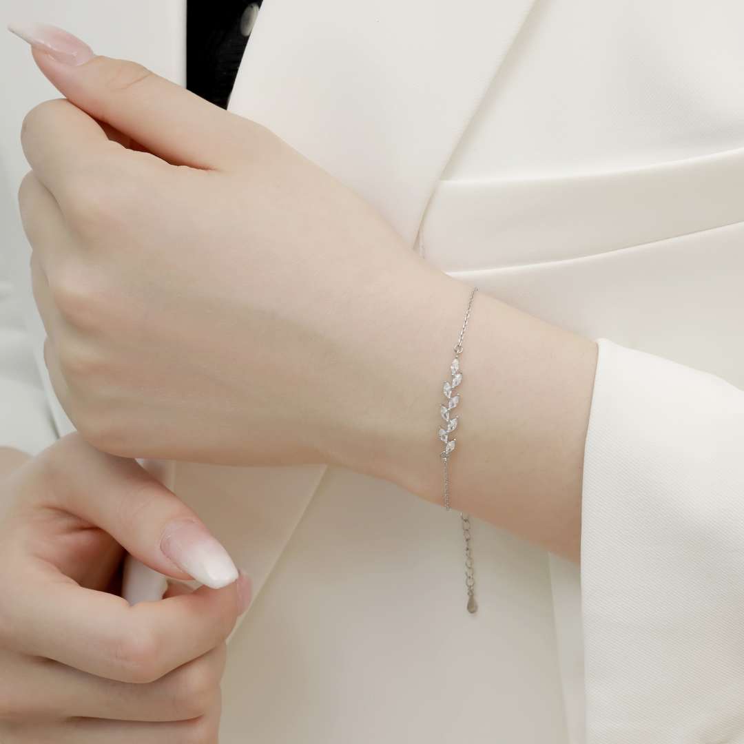 [baslovejewels]Elegant Wheat Leaves Shape Bracelet
