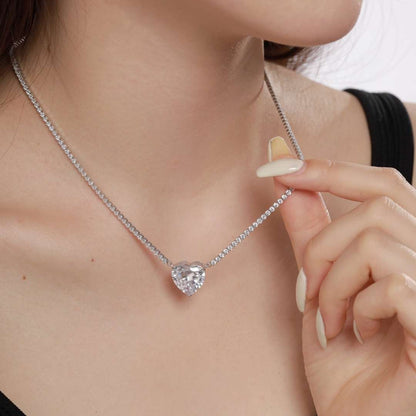 [baslovejewels]8.0 Carat Versatile Colorful Sweet Heart-Shaped Tennis Necklace