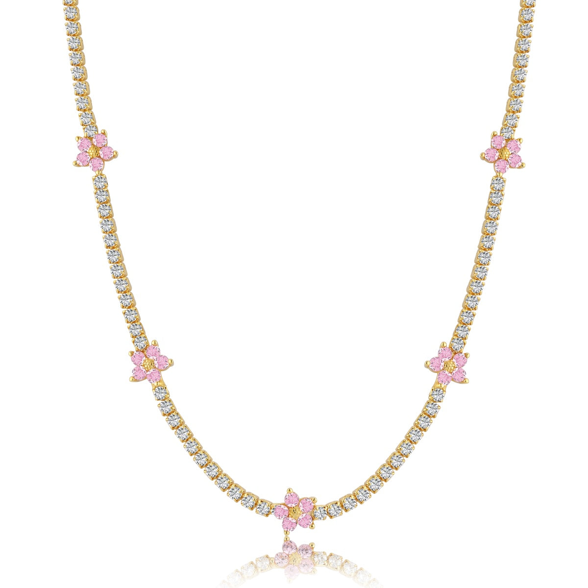 [baslovejewels]Luxurious Colorful Flower Tennis Necklace