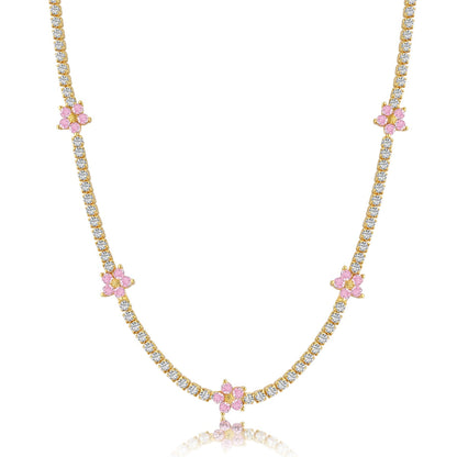 [baslovejewels]Luxurious Colorful Flower Tennis Necklace