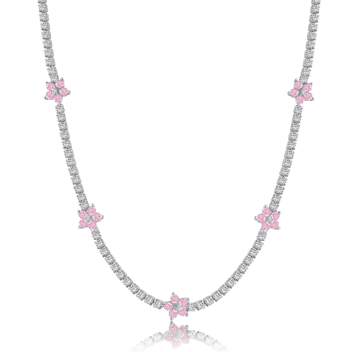 [baslovejewels]Luxurious Colorful Flower Tennis Necklace