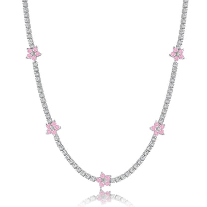 [baslovejewels]Luxurious Colorful Flower Tennis Necklace