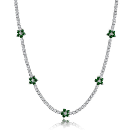 [baslovejewels]Luxurious Colorful Flower Tennis Necklace