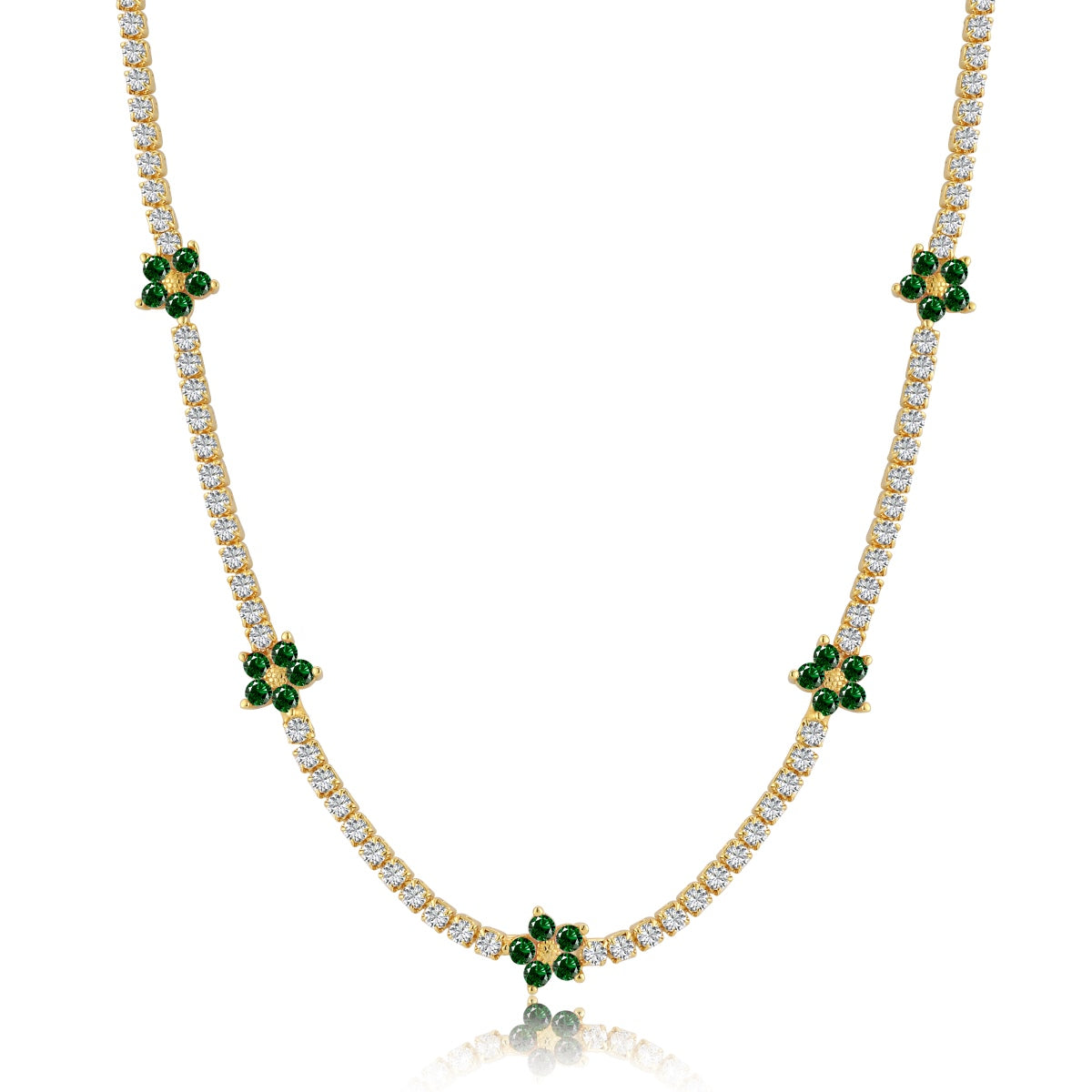 [baslovejewels]Luxurious Colorful Flower Tennis Necklace
