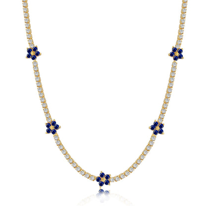 [baslovejewels]Luxurious Colorful Flower Tennis Necklace