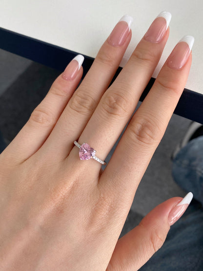 [baslovejewels]2.0 Carat Dazzling Lustrous Heart Cut Lover Ring