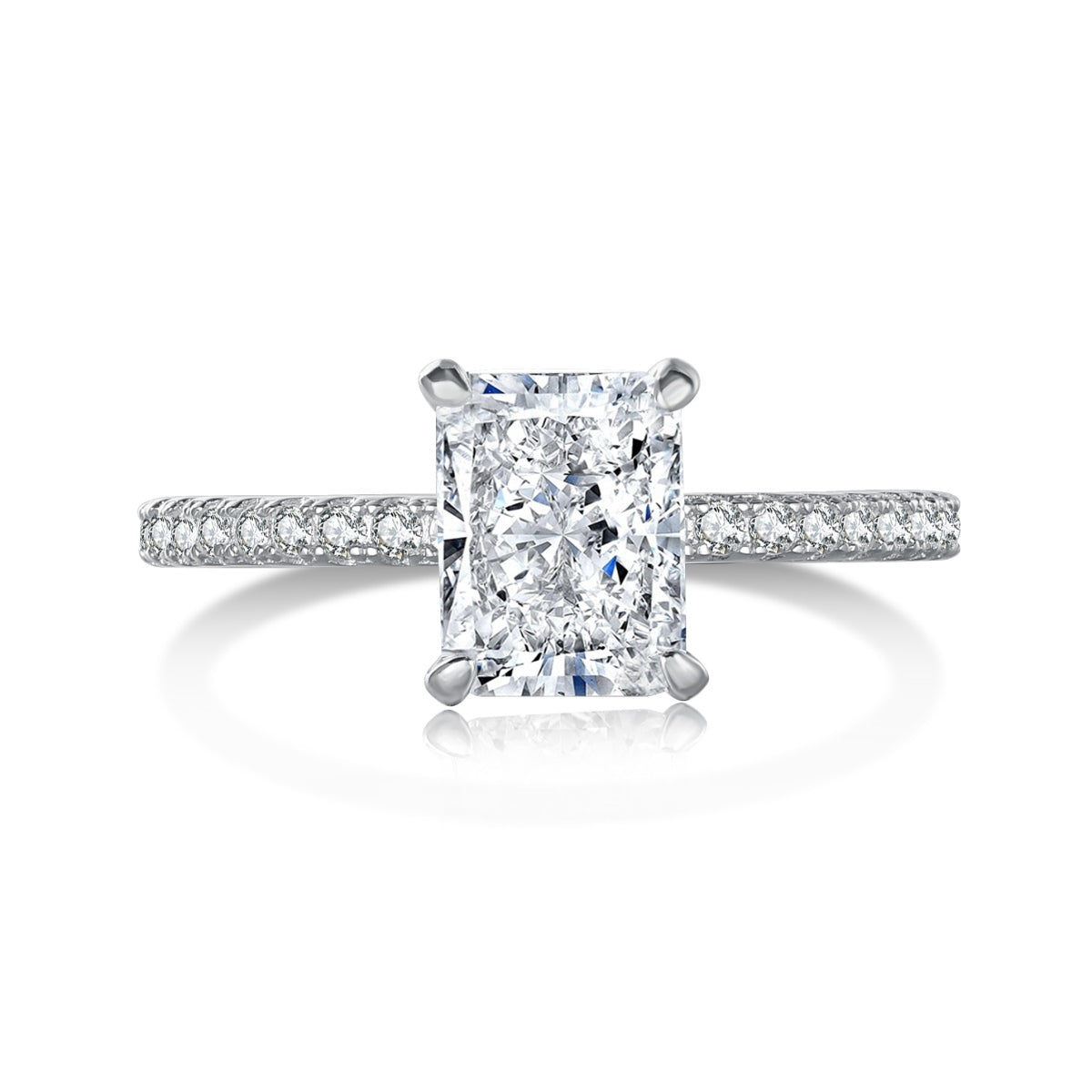 [baslovejewels]2.0 Carat Dazzling Sparkling Radiant Cut Party Ring