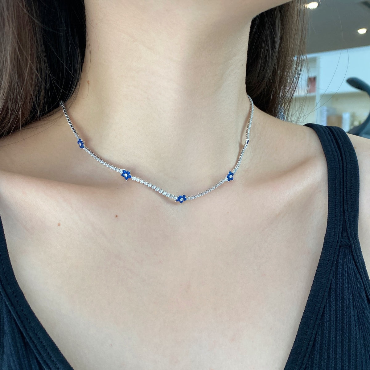 [baslovejewels]Luxurious Colorful Flower Tennis Necklace