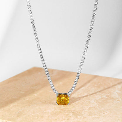 [baslovejewels]4.0 Carat Elegant Radiant Cut Necklace