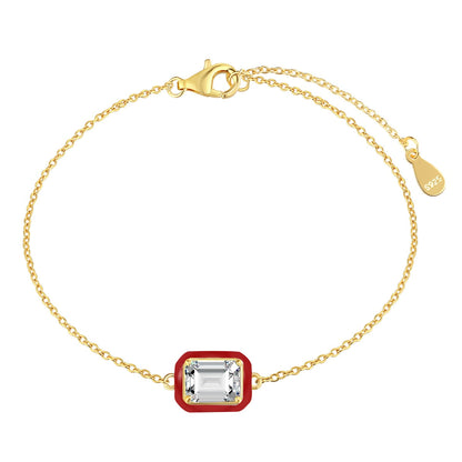 [baslovejewels]2.0 Carat Sparkling Colorful Emerald Cut Daily Bracelet