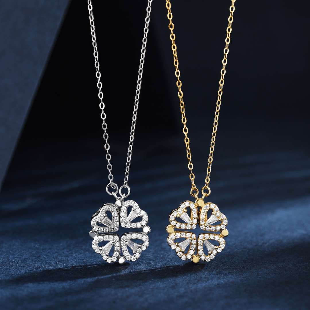 [baslovejewels]Ornate Heart Cut Flower Shape Necklace