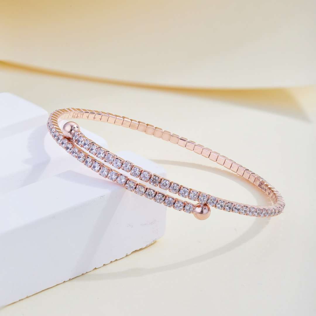[baslovejewels]Row of Diamonds Round Fashion Bracelet