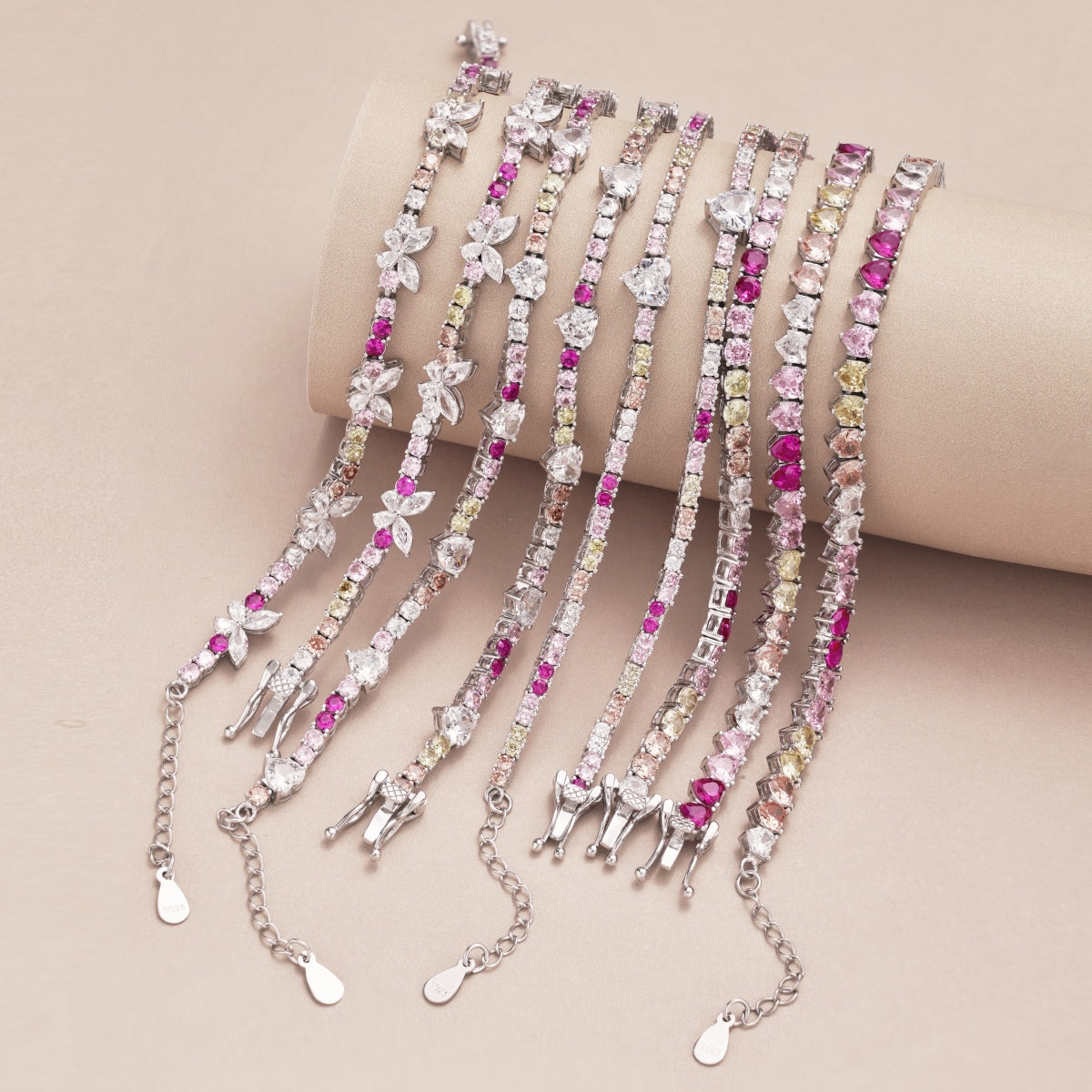[baslovejewels]Sparkling Colorful Full Heart Tennis Necklace
