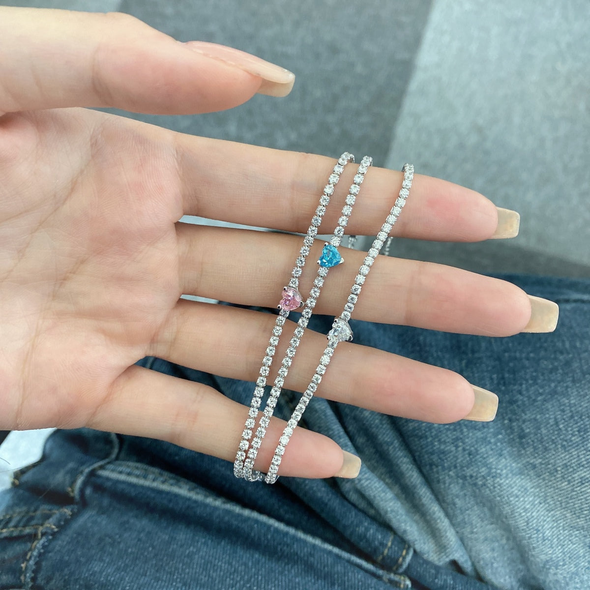 [baslovejewels]0.5 Carat Elegant Romantic Heart Shape Lover Bracelet