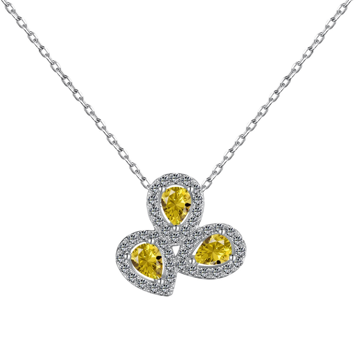 [baslovejewels]Elegant Flower Shape Pear Cut Necklace