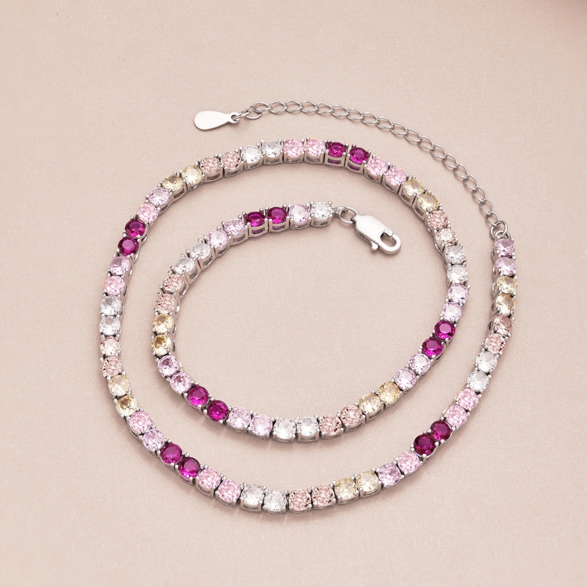 [baslovejewels]Delicate Colorful Tennis Necklace