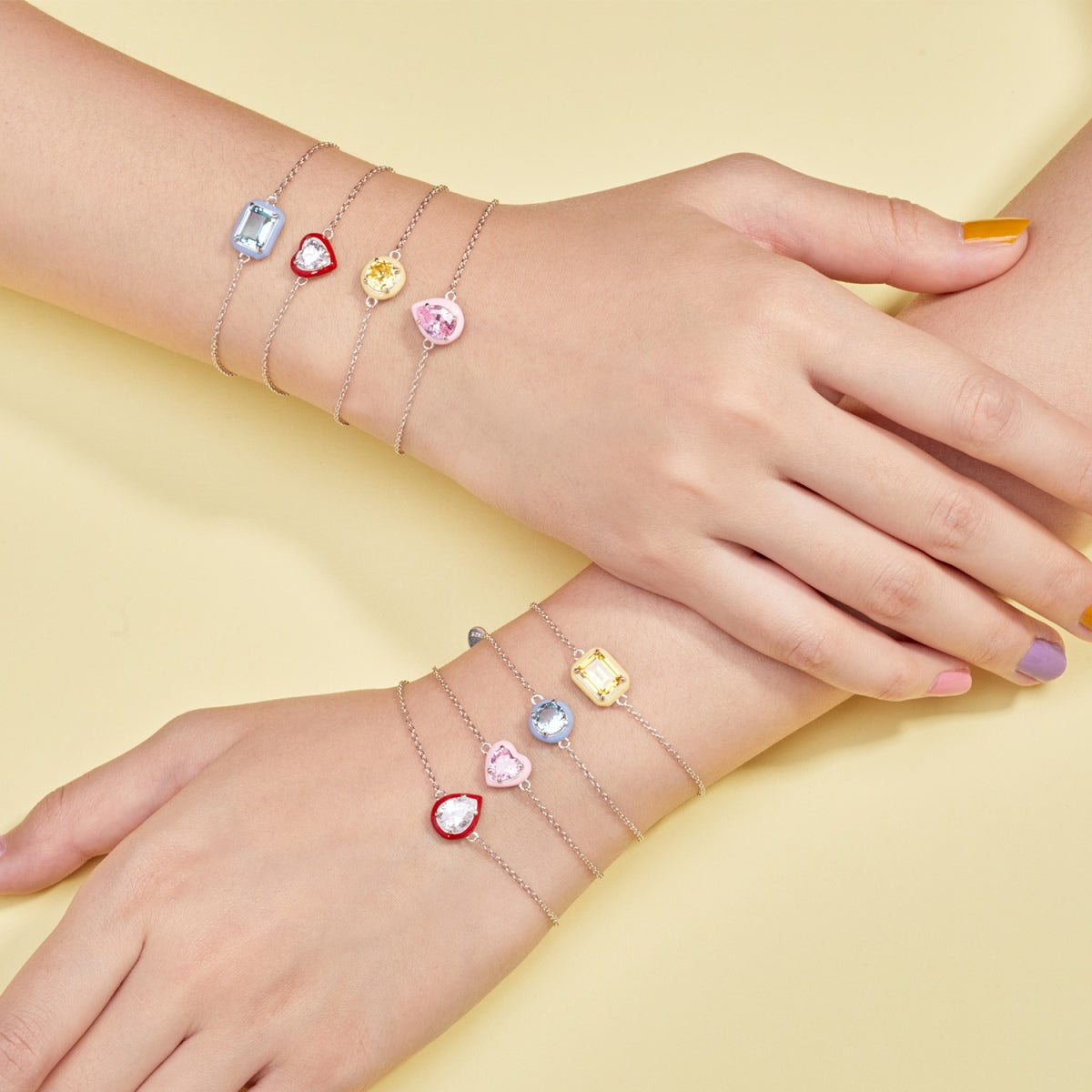 [baslovejewels]2.0 Carat Sparkling Colorful Emerald Cut Daily Bracelet